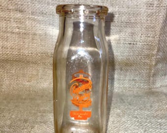 bouteille de lait en verre vintage de Chapman's Dairy à New Castle, Pennsylvanie. Une demi-pinte.