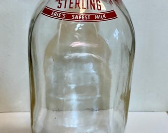 Bouteille Sterling Dairy Milk, récipient en verre de collection Erie PA, étiquette rouge ACL