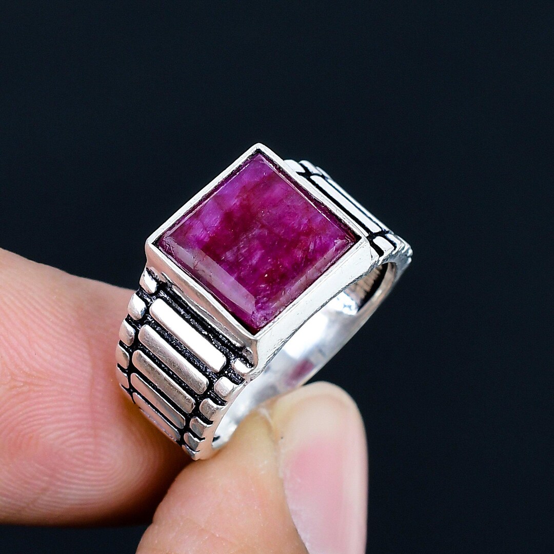 925 Sterling Silver Ruby Ring - Natural Gemstone, Handmade Bold Ring ...
