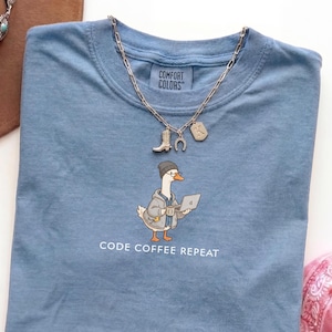 Funny Goose Programmer Shirt, Code Coffee Repeat, Software Developer Tee