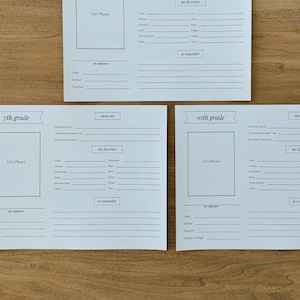 Printable School Memory Box Pages: Back to School Questionnaire (Digital Download) image 6