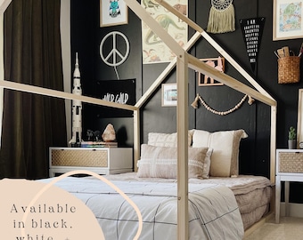Montessori House Bed | Toddler Floor Bed Frame | Wooden Montessori Furniture for Kids | House-Shaped Toddler Bed | Crib to Bed Transition