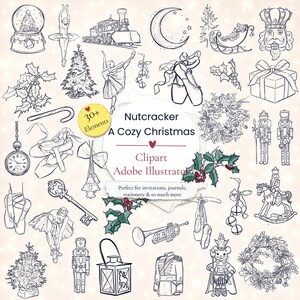 Nutcracker Christmas Clipart Bundle |Mouse King, Ballerina & Christmas Ballet Adobe Illustrator Set|Cute Xmas Graphics|Winter Holiday Bundle