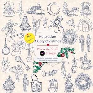 Nutcracker Christmas Procreate Brush Stamp Set | Mouse King, Ballerina & Christmas Ballet Set | Cute Xmas Graphics | Winter Holiday Graphics