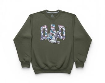 Sudadera súper suave para el Día del Padre; estampado de camuflaje de papá cazando patos, talla mediana.
