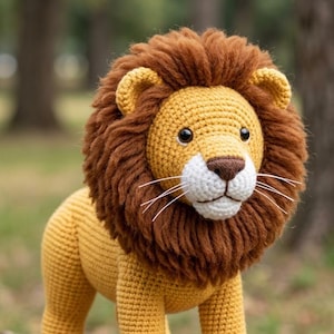 Amigurumi Lejon Virkmönster PDF – Enkel Safari Djurleksak, Barnrumsdekor, Omedelbar Digital Nedladdning