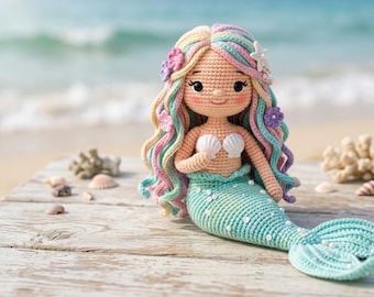 Mermaid Crochet Pattern PDF, Amigurumi Plushie, Kawaii Doll, Beginner Friendly Toy