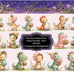 Dinosaur Easter Hunt Clipart Bundle Set 1