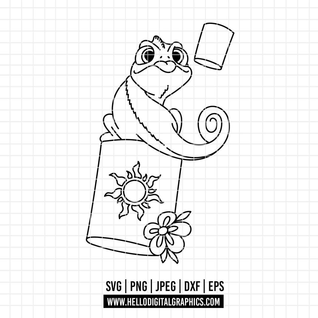 5371 - Pascal, Tangled Line Art Svg, Eps, Png, Dxf, Jpeg. Disneyy ...