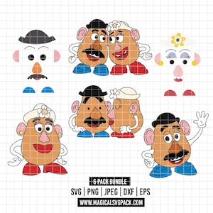 6037 - Pacchetto di illustrazioni di Mr. Potato e Mrs. Potato in formato Svg, Eps, Png, Dxf, Jpeg (Silhouette - Abbraccio - Bacio - Posa)