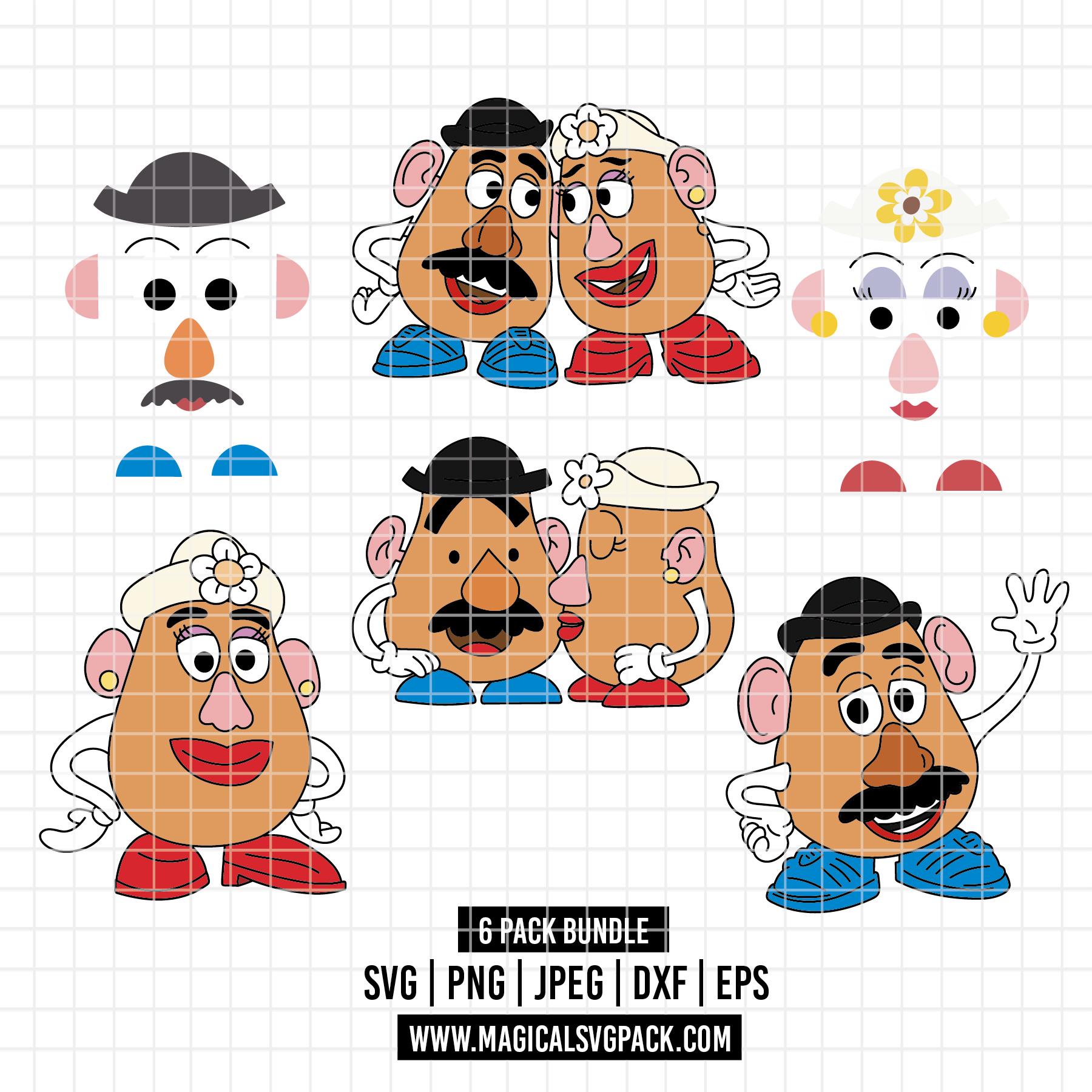 6037 - Mr. Potato & Mrs. Potato Pack Bundle Line Art Svg, Eps, Png, Dxf ...