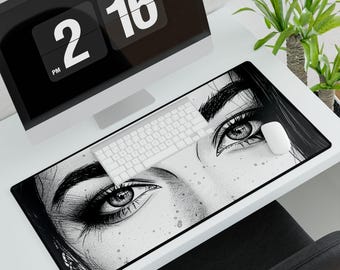 Monochrome Eyes-bureaumat, grote computermuis, anti-rafels