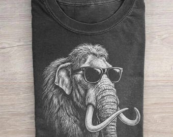Vintage Mammoth Sunglasses Graphic Tee, Prehistoric Animal Shirt
