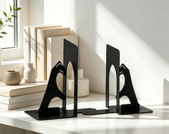 Abstract Heart Gesture Bookends, Matte Metal Book Organizers, Minimalist Love Sign Shelf Decor, Gift for Couples & Readers (1 Set)