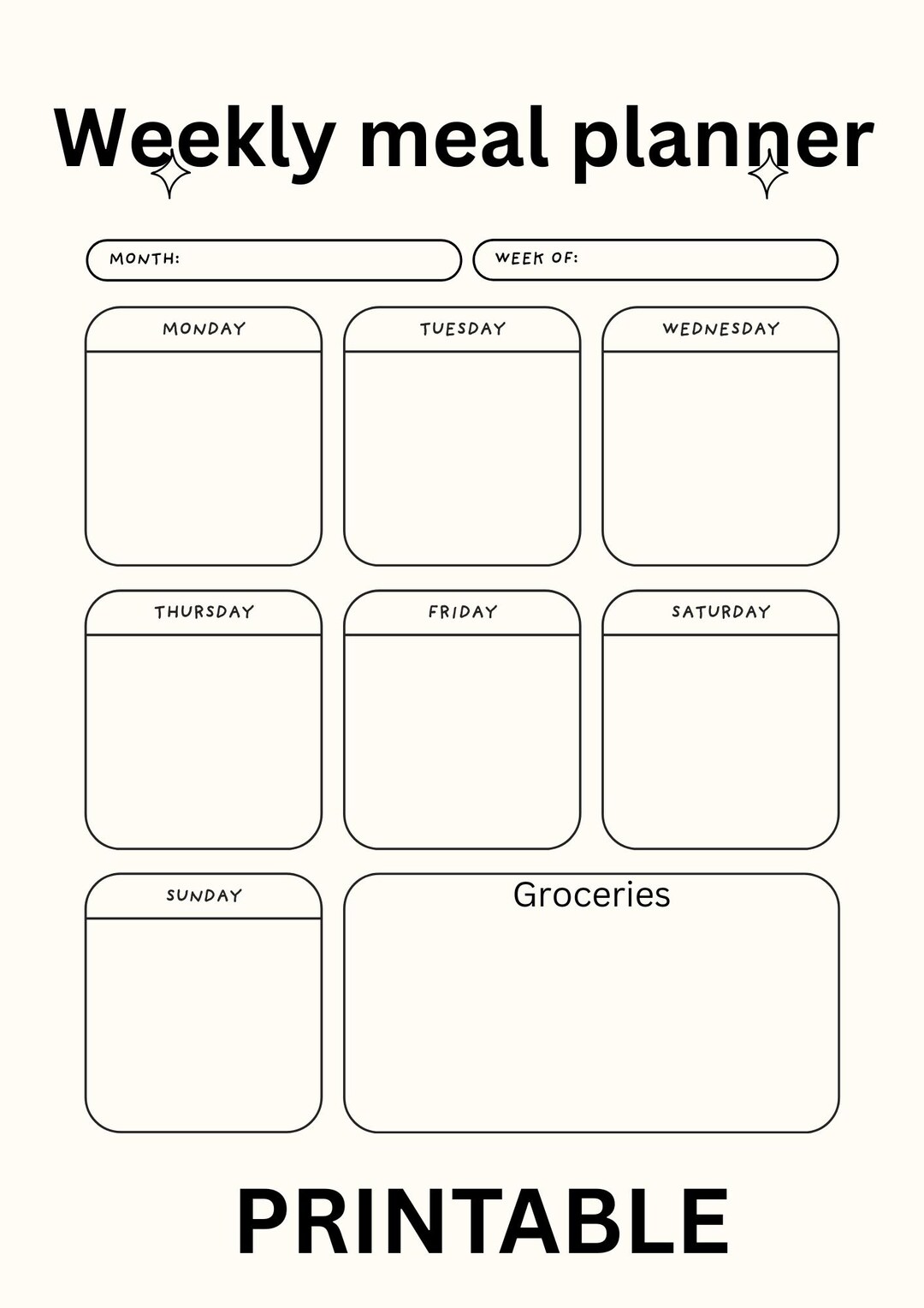 Weekly Meal Planner Printable | Family Menu Planner | Grocery List ...
