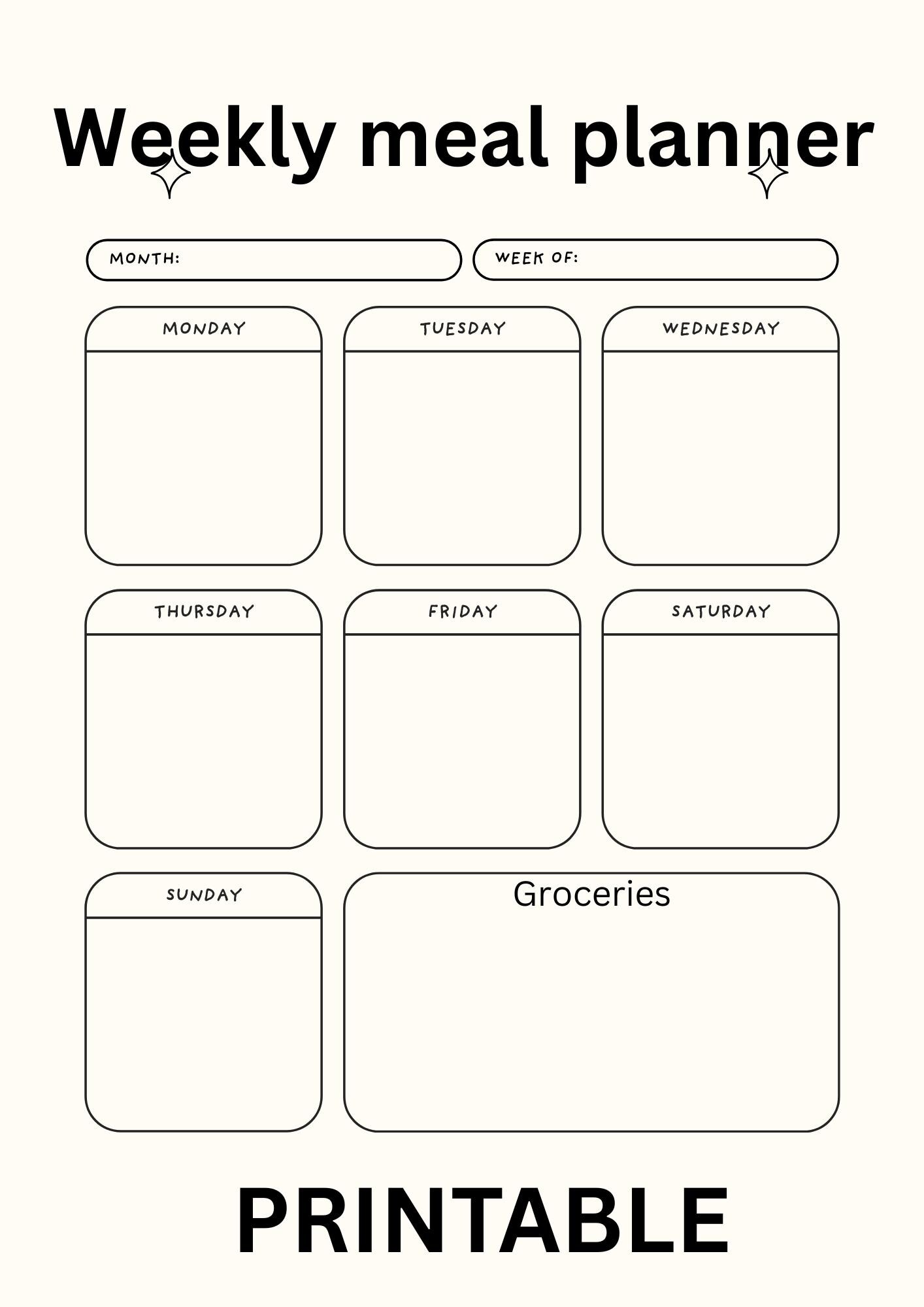 Weekly Meal Planner Printable | Family Menu Planner | Grocery List ...