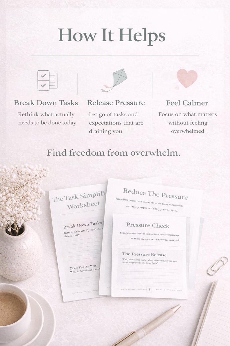 Task Simplifier Worksheet Printable | Reduce Overwhelm Planner | ADHD ...