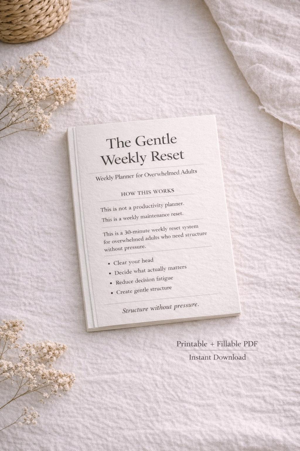 Gentle Weekly Reset System | Mental Load Brain Dump Planner | ADHD ...