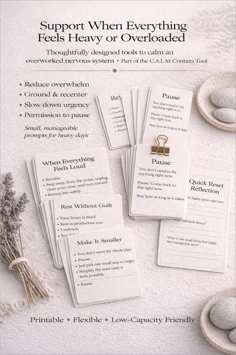 Overwhelm Reset Cards Printable | Anxiety & Burnout Support Cards ...