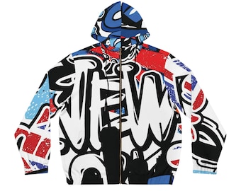 Nue Theory NYC Graffiti Skyline Hoodie | New York Street Art Zip-Up