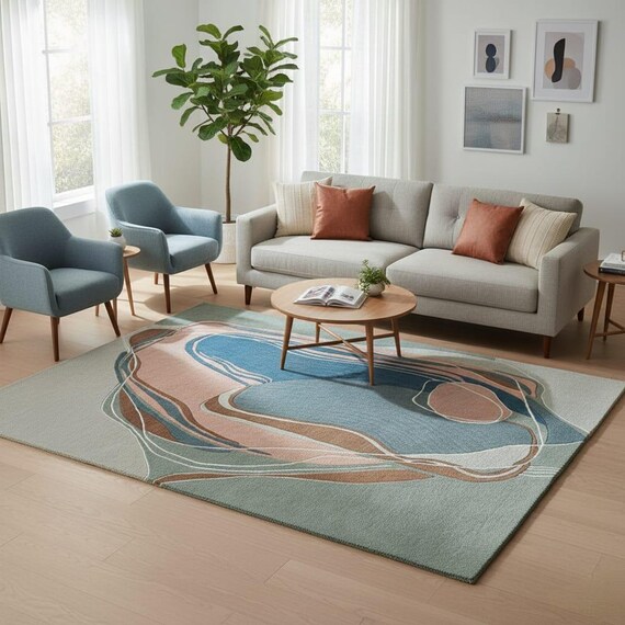 Hand Tufted Abstract Wool Rug Modern Artistic Area Decor