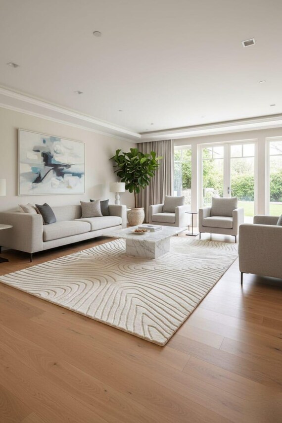 Hand Tufted Topographic Rug - 3D Moss Textured Area Rug - Organic Shape Wool Carpet for Japandi & Modern Home Decor 9x12 custom area rug