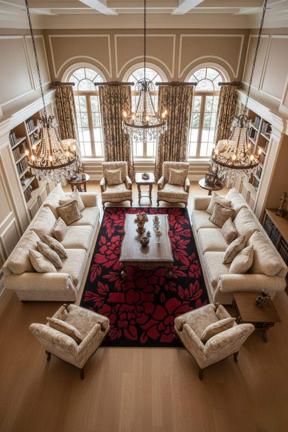Hand Tufted Floral Area Rug - Bold Crimson Red And Black Peony Pattern Elegant Statement Rug for Living Room And Bedroom