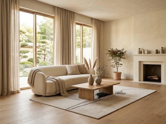 Modern Abstract Wool Area Rug | Hand-Tufted Line Art Carpet for Living Room