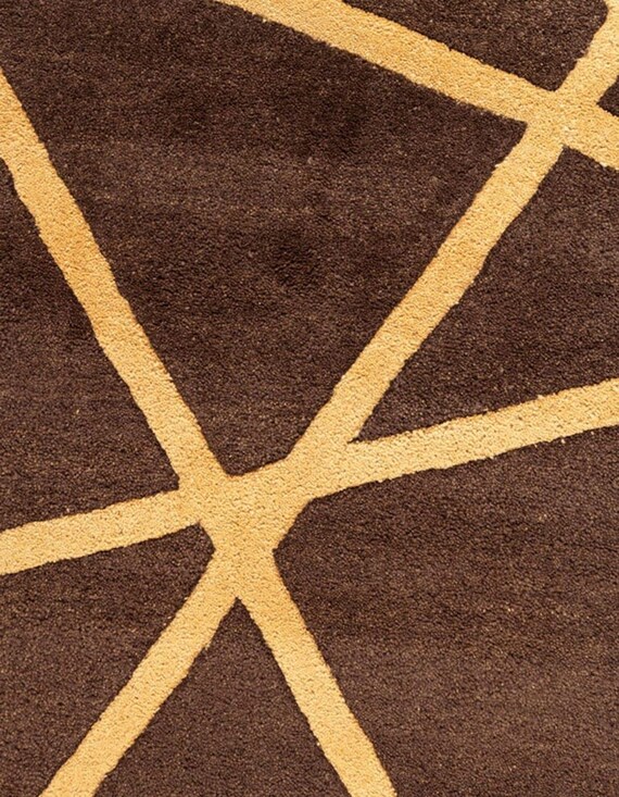 Hand Tufted Geometric Area Rug Wool Modern Linear Design