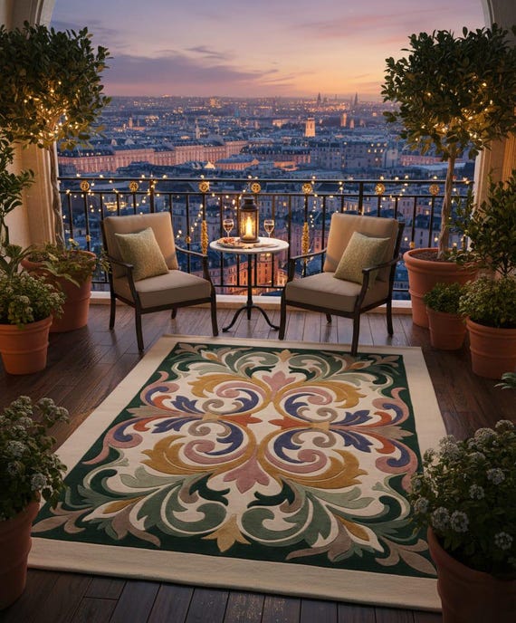 Hand Tufted 100% Wool Area Rug Traditional Floral Medallion Carpet Decorative Living Room Bedroom Classic Elegant Home Decor