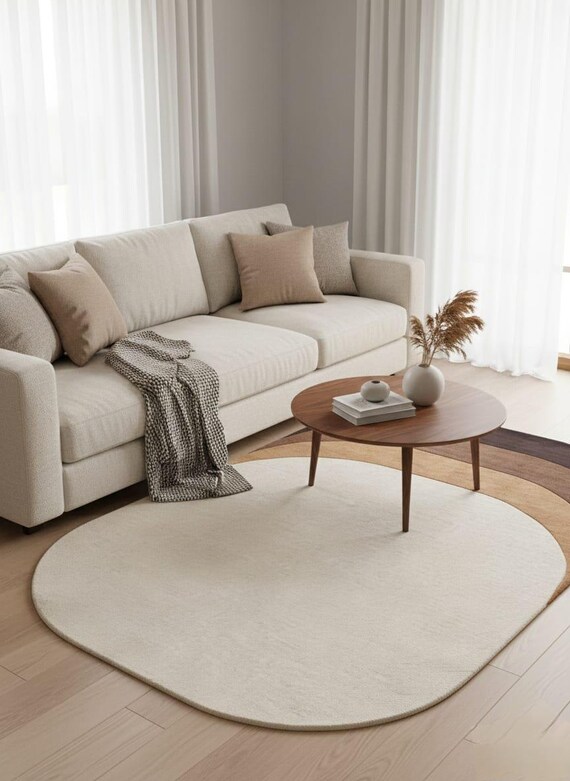Hand Tufted Minimalist Wool Rug Neutral Modern Area Decor