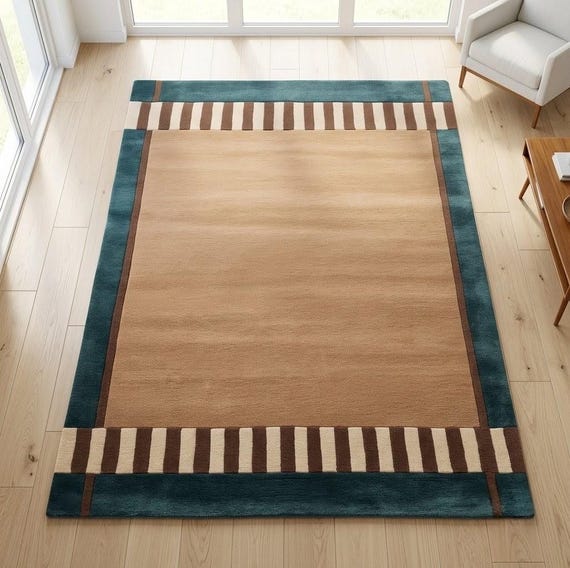 Handmade Newzealand Wool and Viscose Area Rug - Soft & Durable, Luxurious Home Decor Modern Boho Style for Living Room