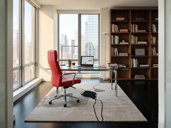 Modern Abstract Wool Area Rug | Hand-Tufted Line Art Carpet for Living Room