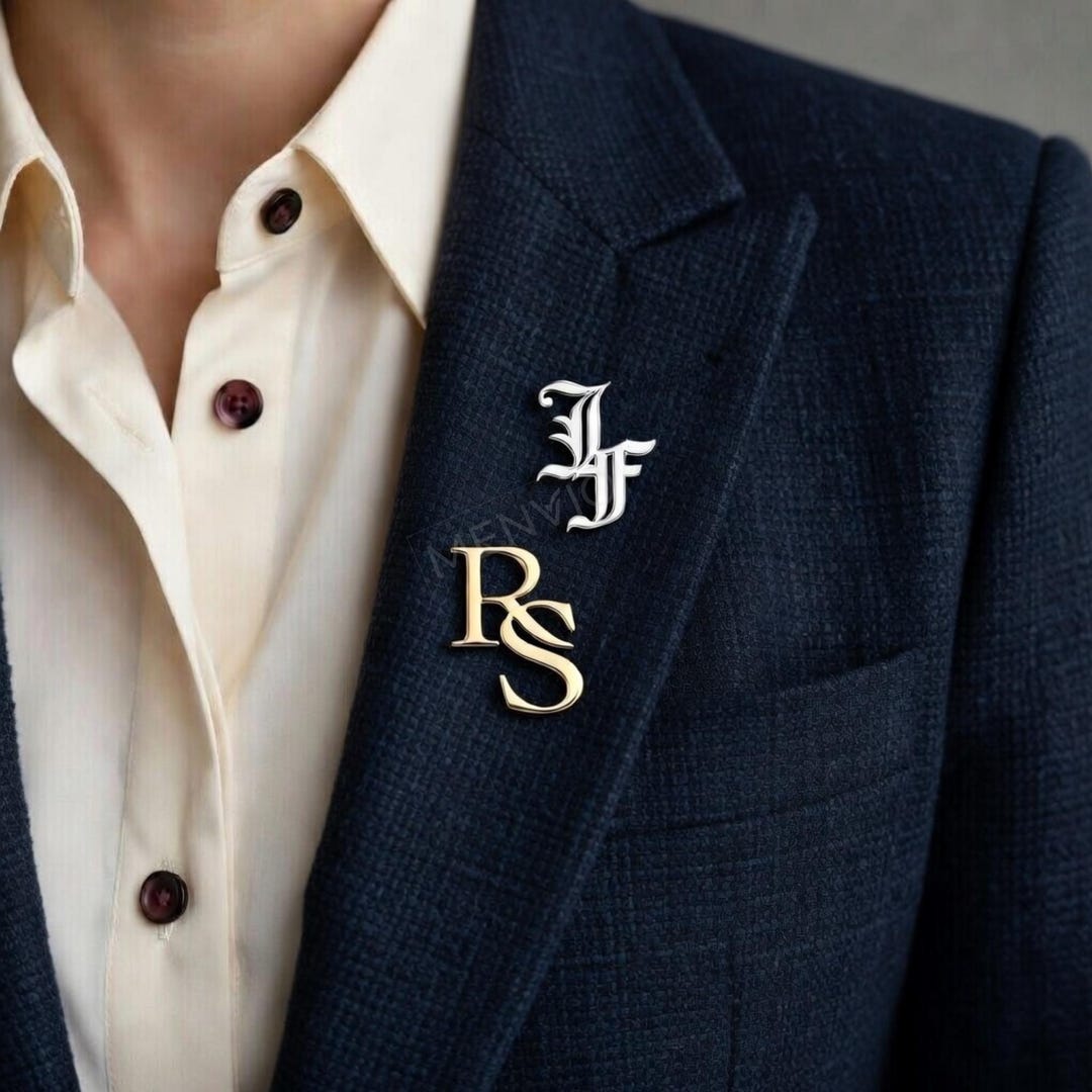 Custom Letter Brooches | Letter Combination Brooches | Groomsmen Gifts ...