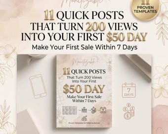 11 publicaciones rápidas que convierten 200 visitas en tus primeros 50 dólares al día / Descarga digital / Plantillas