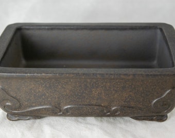 Free Shipping Vintage Rectangular Yixing Zisha Bonsai Pot, Cactus & Succulent Planter + Mesh - 5.75"x 4"x 1.75"