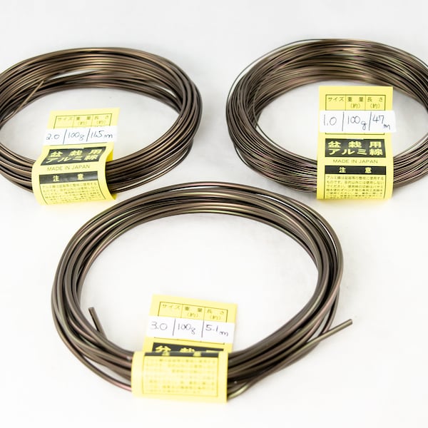 Free Shipping 3 Mix 100 g / Roll Genuine Japanese Aluminum Dark Brown Bonsai Training Wire