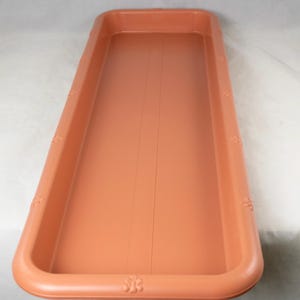 Yubonzai Japanese Large Narrow Plastic Humidity/Drip Tray for Bonsai Tree & House Indoor Plants - 24"x 8"x 1.5" Light Brown