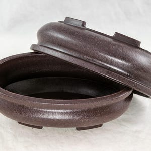 Yubonzai 2 Dark Brown Oval Heavy Duty Plastic Shohin Bonsai Training Pot, Cactus & Succulent Planter + Mesh - 7"x 4.5"x 2"
