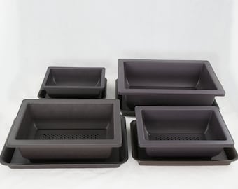 4 Set Rectangular Plastic Bonsai Trays 6.25"x 4.75"x 2" Succulent Pots 4 Set Rectangular Plastic Bonsai Trays 6.25"x 4.75"x 2" Succulent Pots
