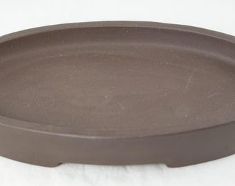 Yubonzai Oval Zisha Suiban Tray for Bonsai Tree, Saikei, Bonseki and Suiseki Rock - 9&quot;/ 12&quot;
