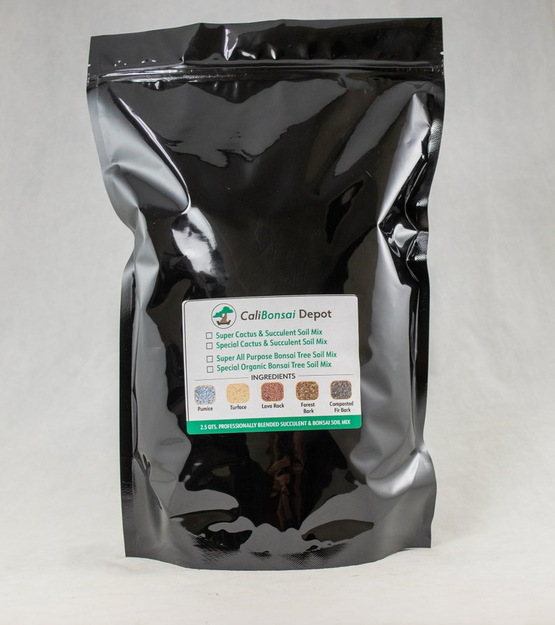 Cali-Bon Super Blend All Purpose Organic Bonsai Soil with Coarse Sand, Mycorrhizae, Red Lava & Turface - Medium Grain 2.5 quarts