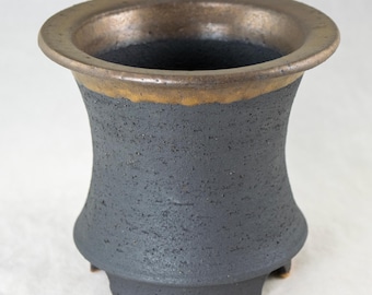 Yubonzai Japanese Shigaraki Unique Rustic Round Handmade Cactus & Succulent Planter + Mesh 5.75"x 5.75"x 5"