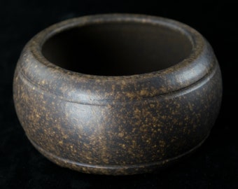 Shallow Eggshell Kusamono or Bonsai Pot Dark Oxide