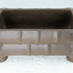 Yubonzai Rectangular Heavy Duty Yixing Zisha Bamboo Shaped Bonsai Pot with Mesh - 10&quot; / 12&quot;