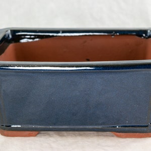 Yubonzai Rectangular Glazed Bonsai Pot,  Cactus & Succulent Planter + Mesh 9&quot;x 6.75&quot;x 3.75&quot;