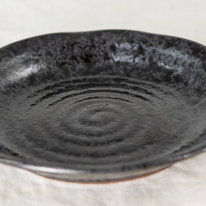 Yubonzai Round Ceramic Humidity/Drip Tray for Bonsai Tree & House Indoor Plant - Black Stain 5"/6.75"