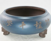 Free Shipping Round Zisha Suiban Vase for Ikebana, Daffodil Lucky Bamboo 11.5 quot x 11.5 quot x 5 quot
