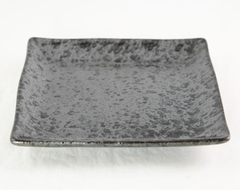 Yubonzai Square Ceramic Humidity/Drip Tray for Bonsai Tree and House Indoor Plant 5.25&quot;x 5.25&quot;x 0.75&quot; - Black Stain