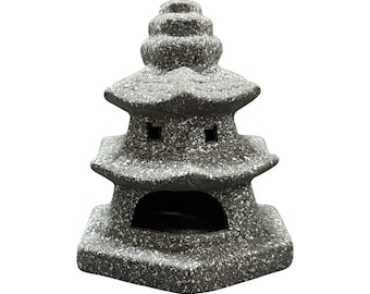 Yubonzai Miniature Ceramic Pagoda/Lantern for Bonsai and Zen Garden - 5"x 4.25"x 5.5"